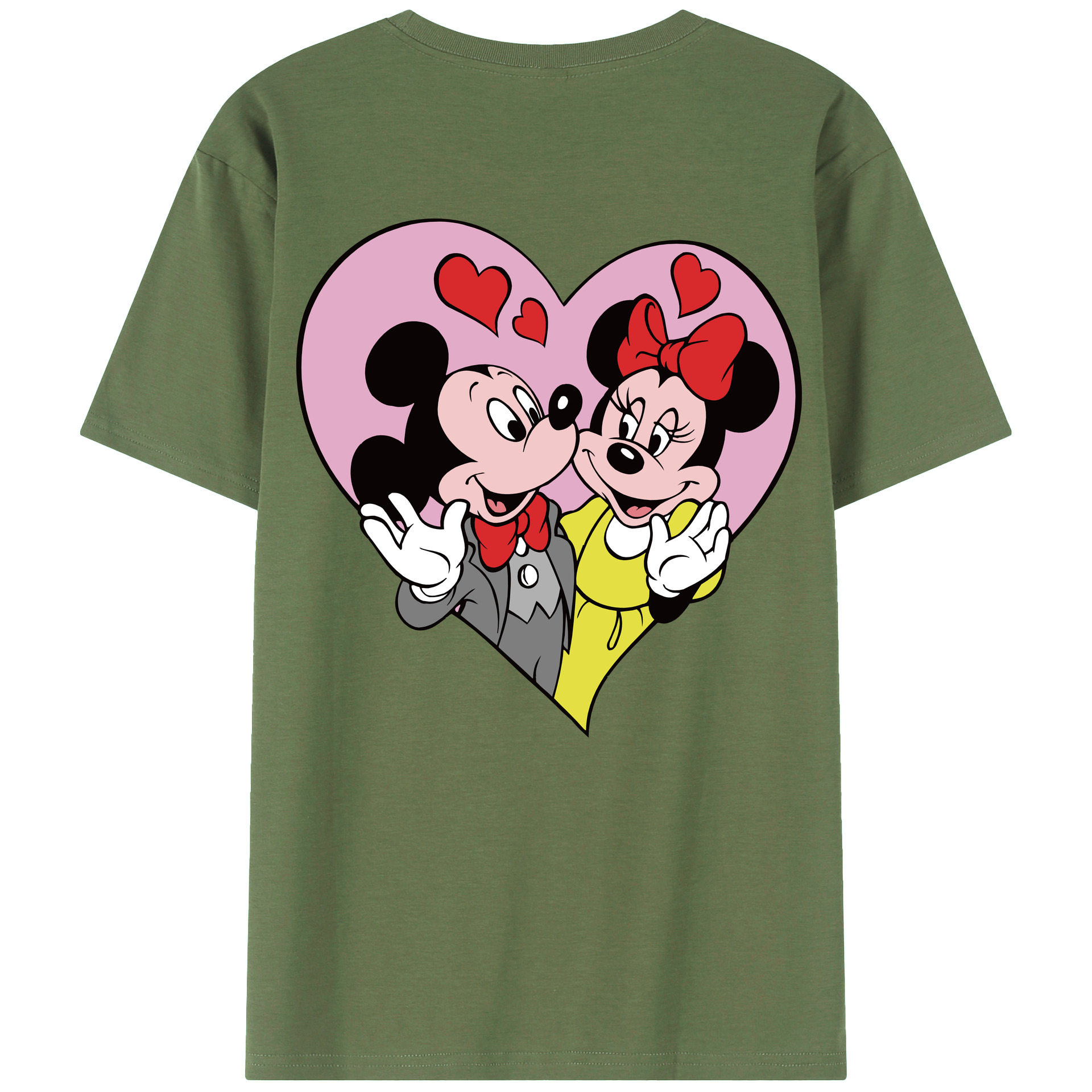 ミッキーマウス Mickey Mouse 綿100％ メンズ半袖Tシャツ（バックプリント） 通気性